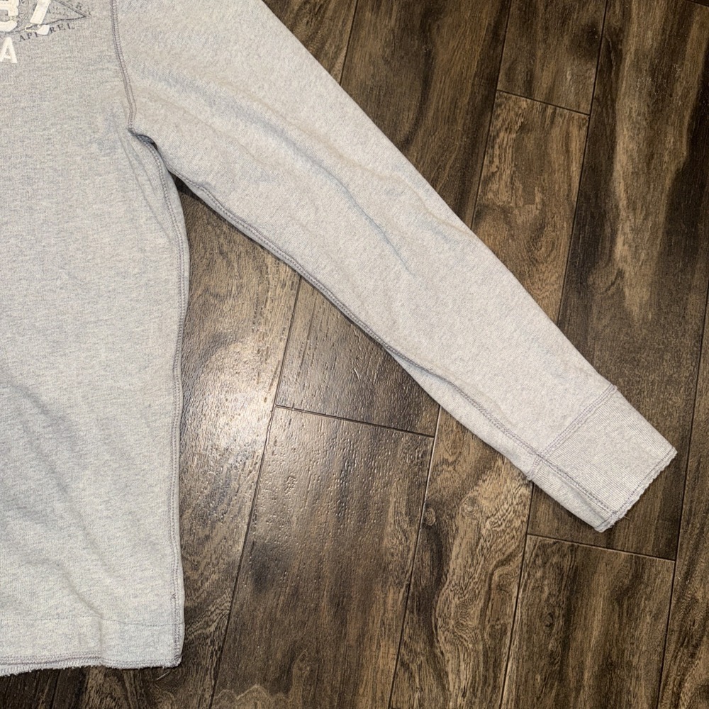 Aeropostale Men's 1/4 Button Y2K Style 100% Cotton Grey High Neck Pullover SZ LG - Picture 6 of 9